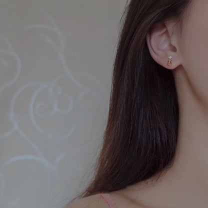 Rhinestone Stud Note Music Earring Asymmetrical Guitar Alloy