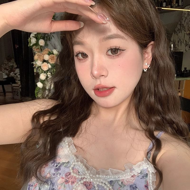 Earring Huggie Alloy Butterfly