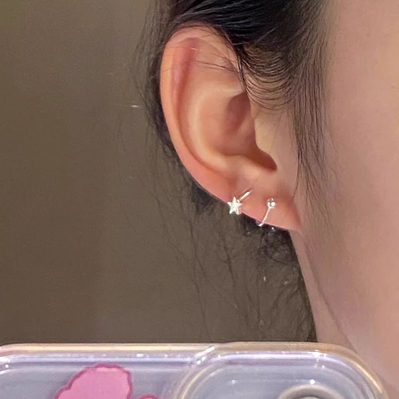 Ear Jacket Heart Bead Alloy Star /