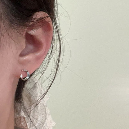 Earring Moon Alloy Rhinestone Stud