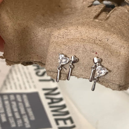 Heart Drop Rhinestone Earring Alloy