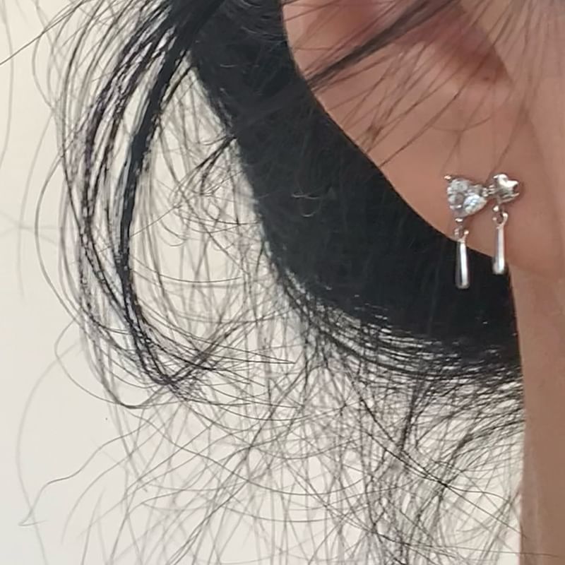 Heart Drop Rhinestone Earring Alloy
