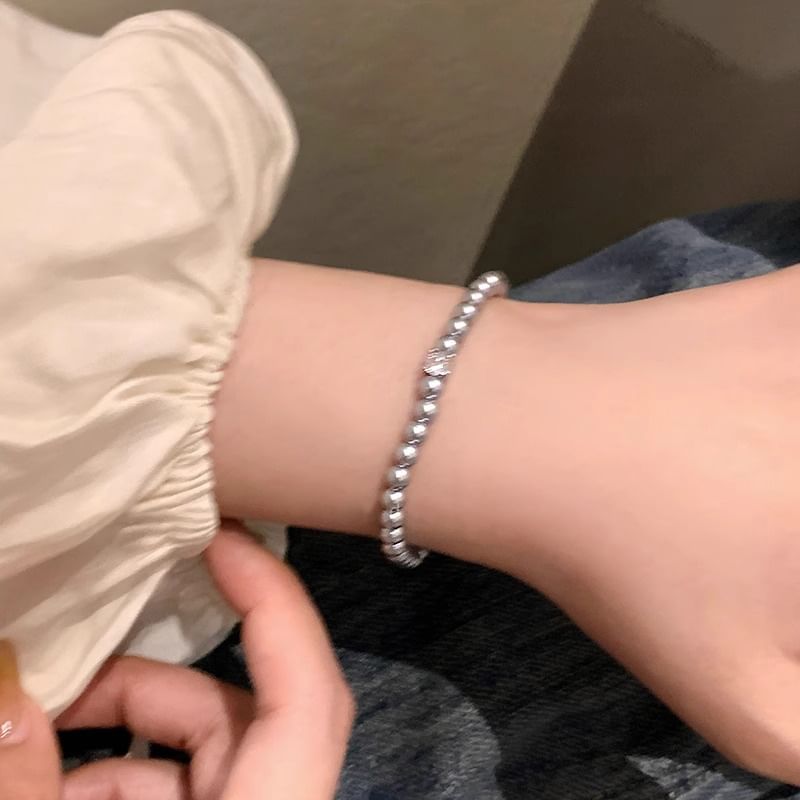 Alloy Rhinestone Pearl Bracelet Faux