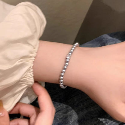 Alloy Rhinestone Pearl Bracelet Faux