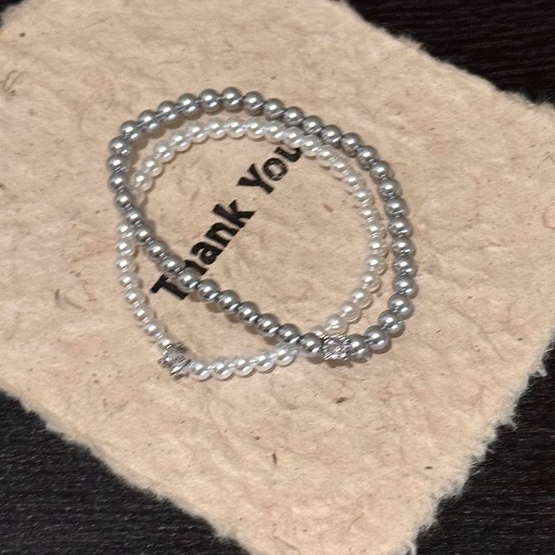 Alloy Rhinestone Pearl Bracelet Faux