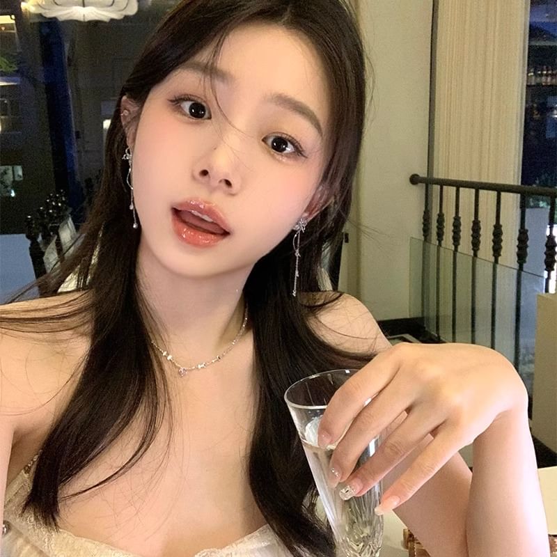 Alloy Dangle Butterfly Stone Earring Eye Cat Faux