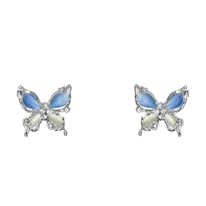 Butterfly Stone Earring Cat Faux Stud Eye Alloy