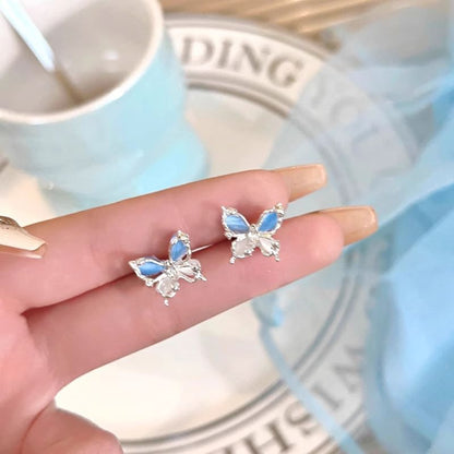 Butterfly Stone Earring Cat Faux Stud Eye Alloy