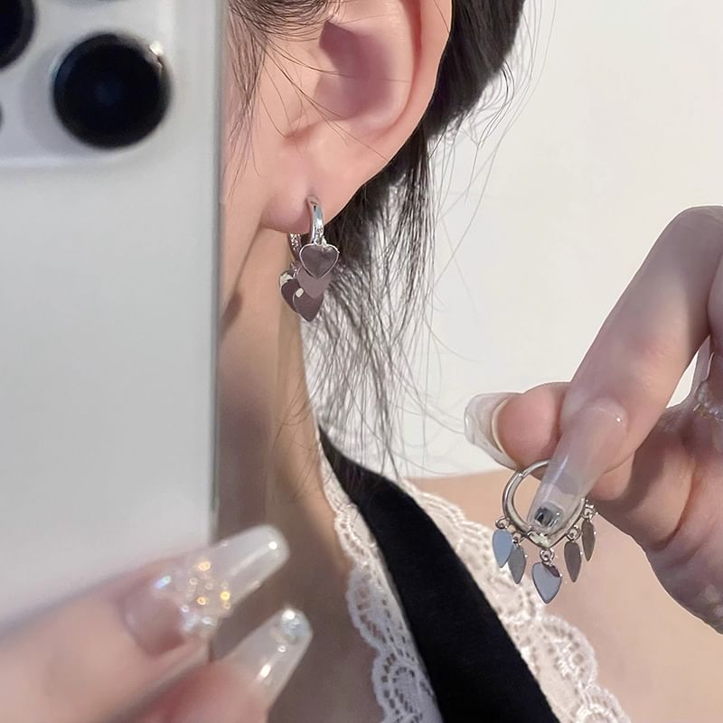 Earring Alloy Drop Heart