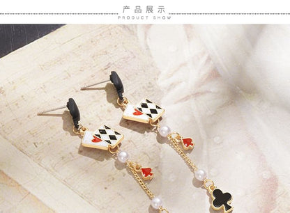 Cuff / Silver Card Earring Print Poker Sterling Stud Ear