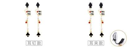 Cuff / Silver Card Earring Print Poker Sterling Stud Ear