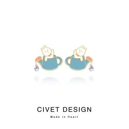 / Rabbit Designs ) Ear Stud Sterling Cuff Various Silver Earring Cartoon (