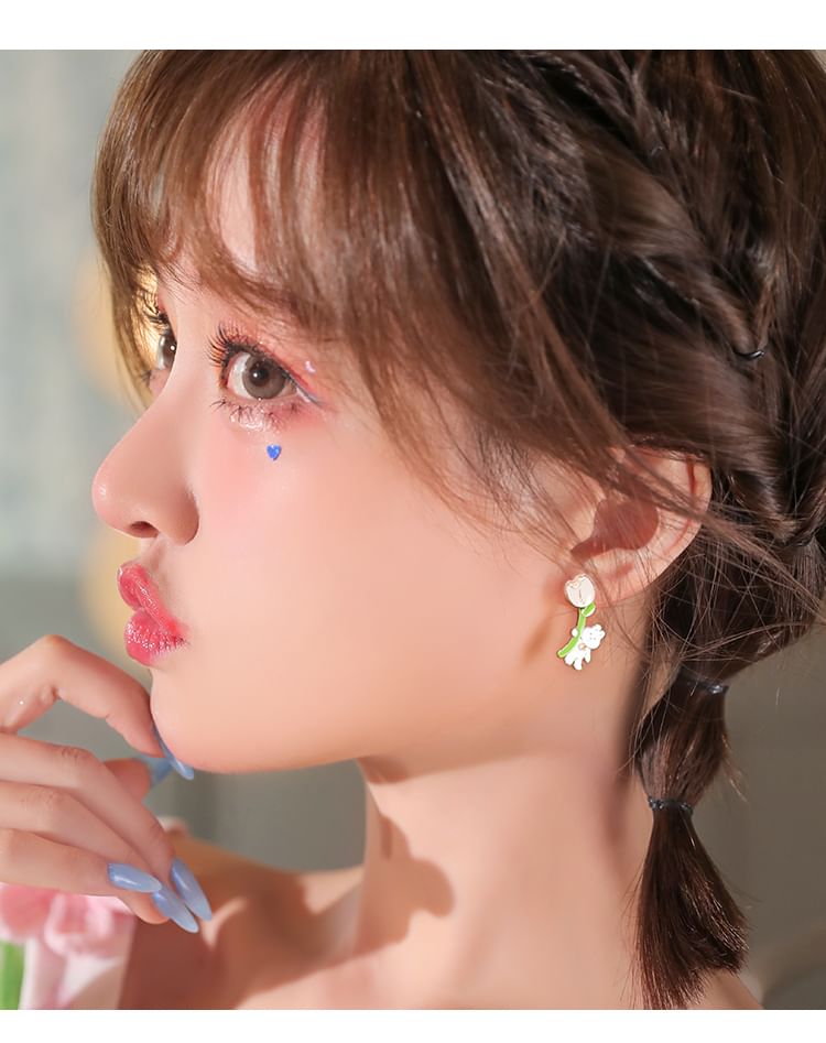 / Rabbit Designs ) Ear Stud Sterling Cuff Various Silver Earring Cartoon (