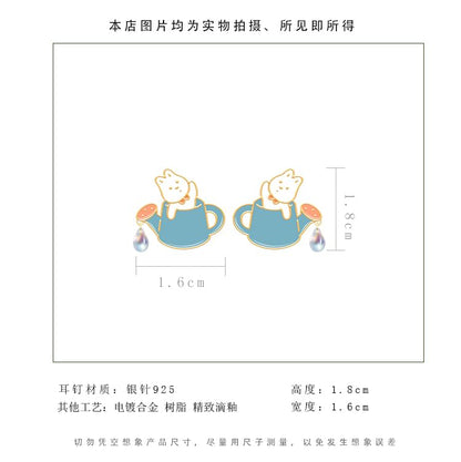 / Rabbit Designs ) Ear Stud Sterling Cuff Various Silver Earring Cartoon (