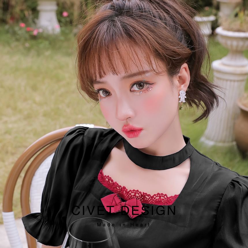 / Silver Stud Earring Sterling Halloween Cartoon Asymmetrical Cuff Ear