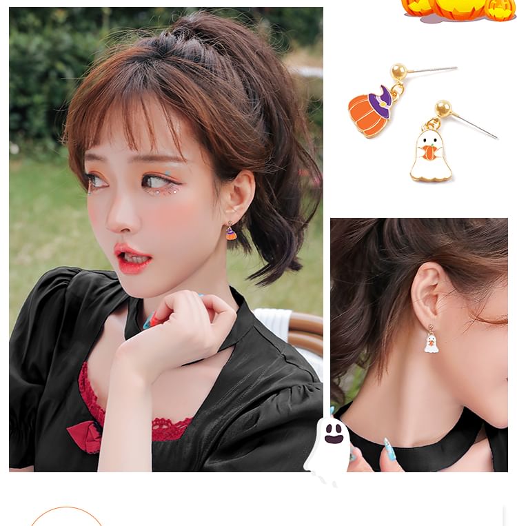 Box Earring Velvet Phantom Pumpkin Halloween + Jewelry