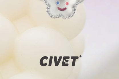 Smiley Flower Face Open Ring