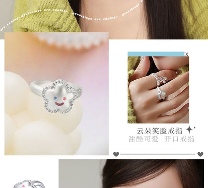 Smiley Flower Face Open Ring