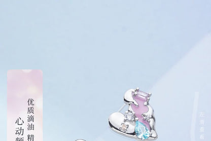 Stud Heart Silver Panel / Ear Cuff Earring Sterling