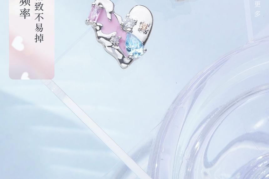 Stud Heart Silver Panel / Ear Cuff Earring Sterling