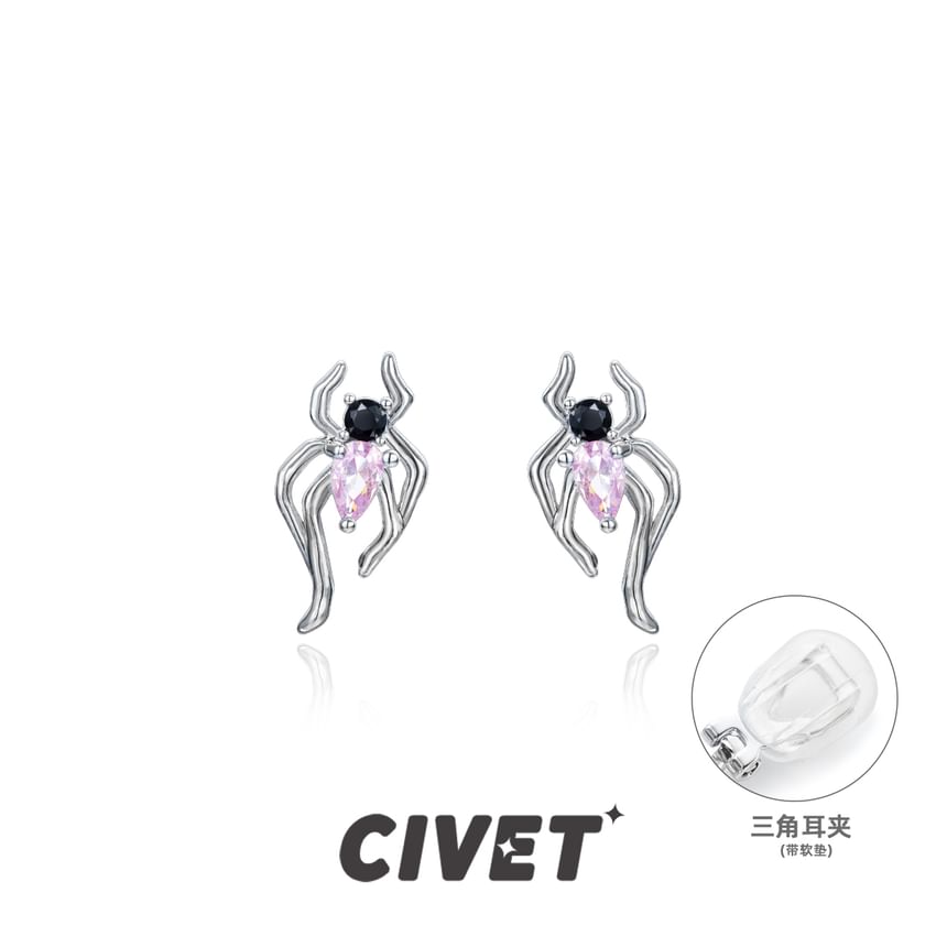 Stud Ear / Cuff Simple Earring Sterling Silver Spider