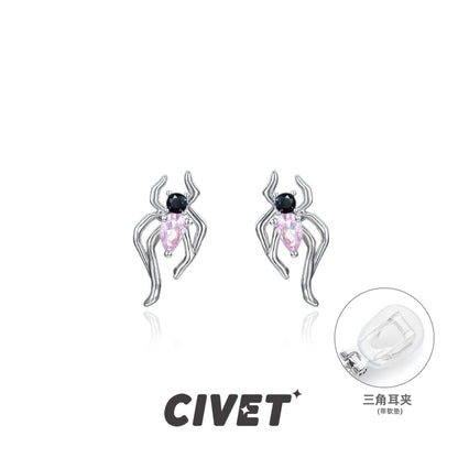 Stud Ear / Cuff Simple Earring Sterling Silver Spider