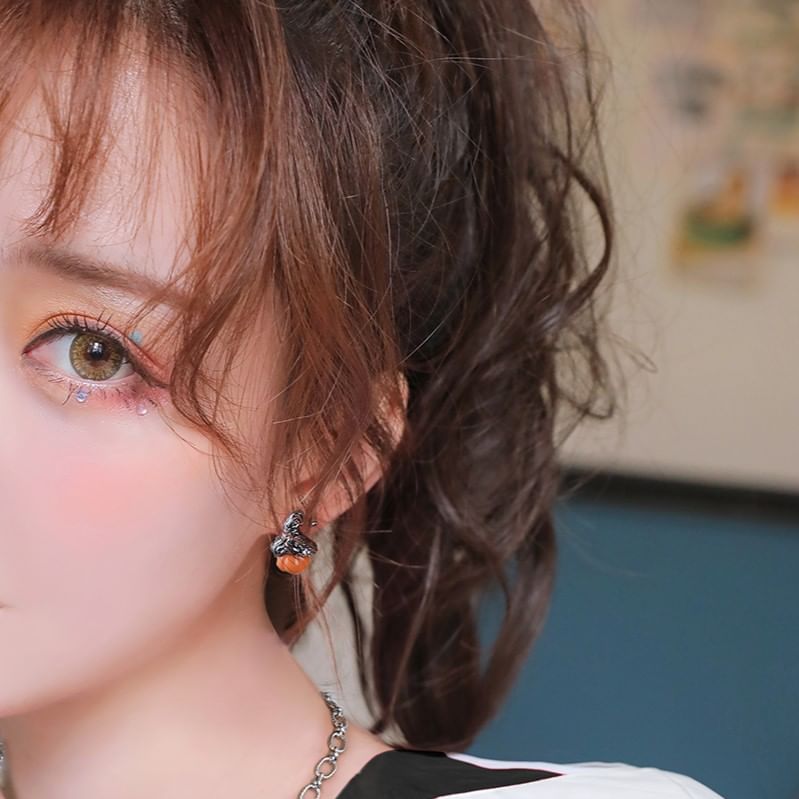 Sterling Earring / Cuff Ear Stud Phantom Halloween Pumpkin Silver