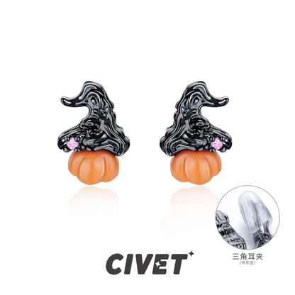 Sterling Earring / Cuff Ear Stud Phantom Halloween Pumpkin Silver