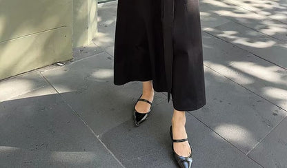Collared Mock Two-Piece Long-Sleeve A-Line Maxi Dress