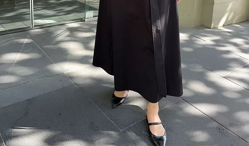 Collared Mock Two-Piece Long-Sleeve A-Line Maxi Dress