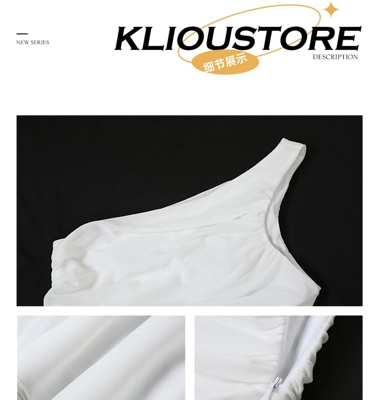 One Shoulder Sleeveless Cutout A-Line Maxi Dress
