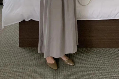 Long Sleeve Round Neck Ruched Cutout A-Line Maxi Dress