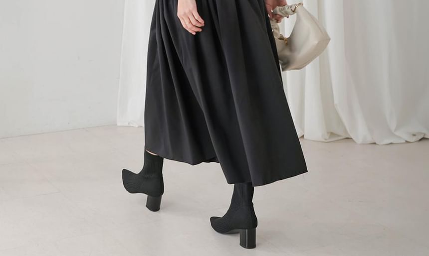 Crew Neck Striped Panel Mock Two-Piece Smock Maxi Dress