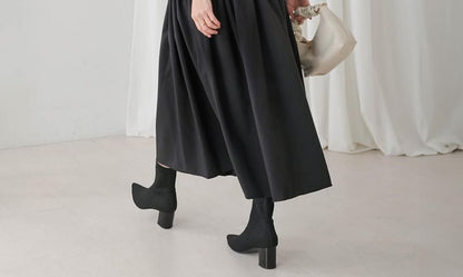 Crew Neck Striped Panel Mock Two-Piece Smock Maxi Dress