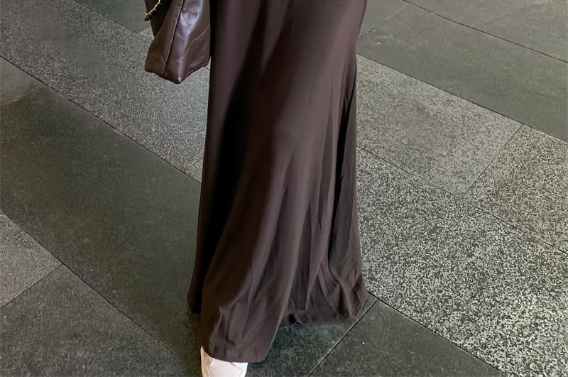 Off-Shoulder Long-Sleeve Ruched A-Line Maxi Dress