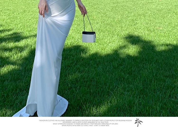 One-Shoulder Sleeveless Open Back Sheath Maxi Dress