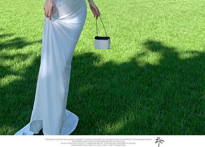 One-Shoulder Sleeveless Open Back Sheath Maxi Dress