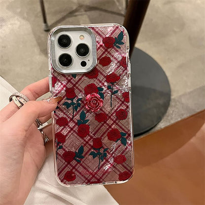 Case Adhesive Set Decoration Phone Plaid Rose /