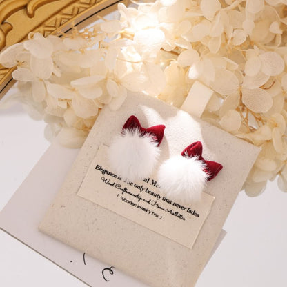 Bow Earring Pom Drop