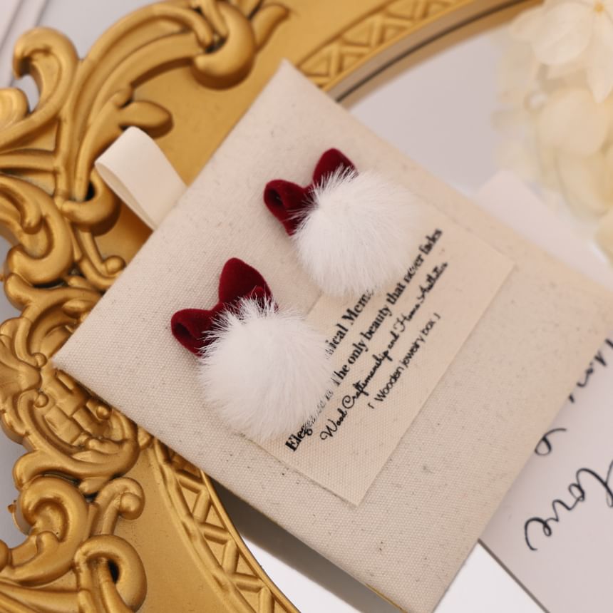Bow Earring Pom Drop