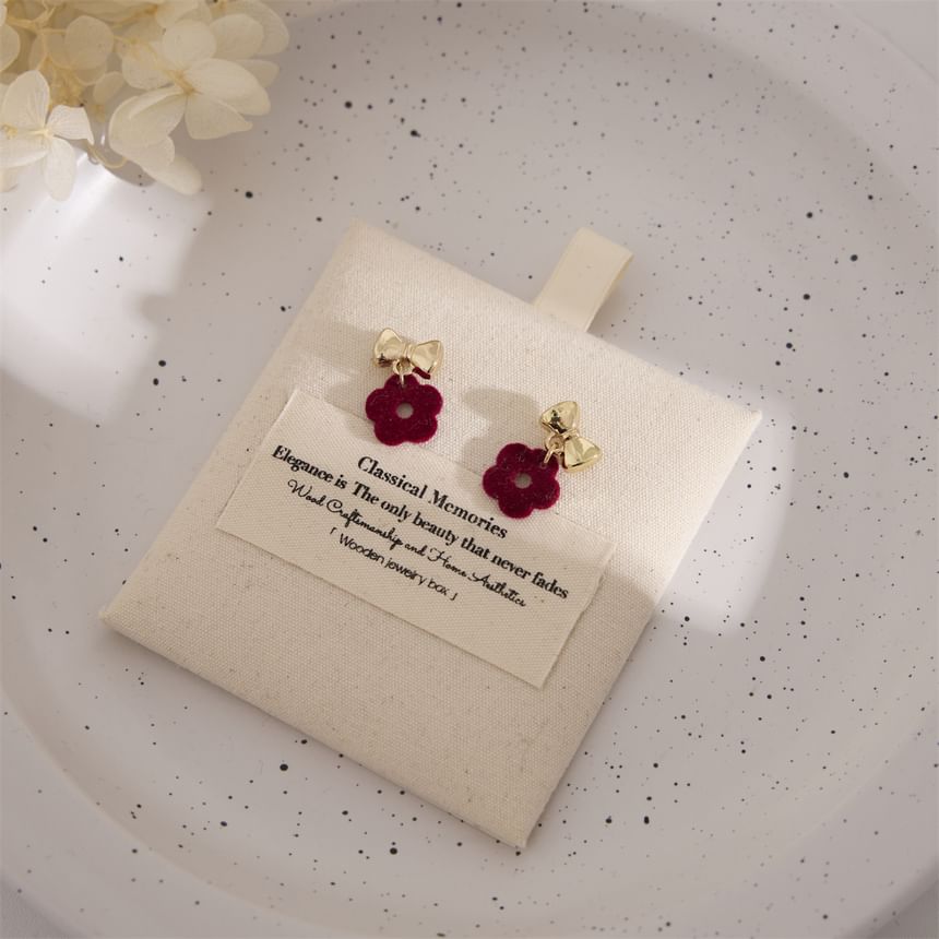 Earring Bow Clip-On / Floral Drop