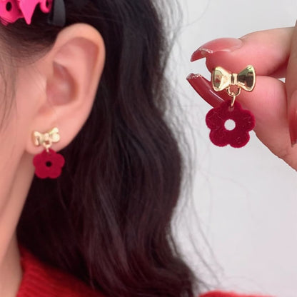 Earring Bow Clip-On / Floral Drop