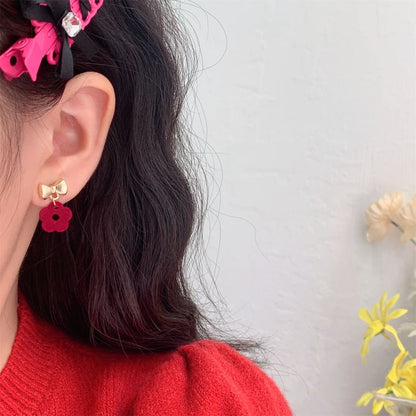 Earring Bow Clip-On / Floral Drop