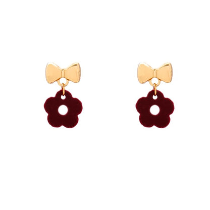 Earring Bow Clip-On / Floral Drop