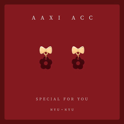 Earring Bow Clip-On / Floral Drop