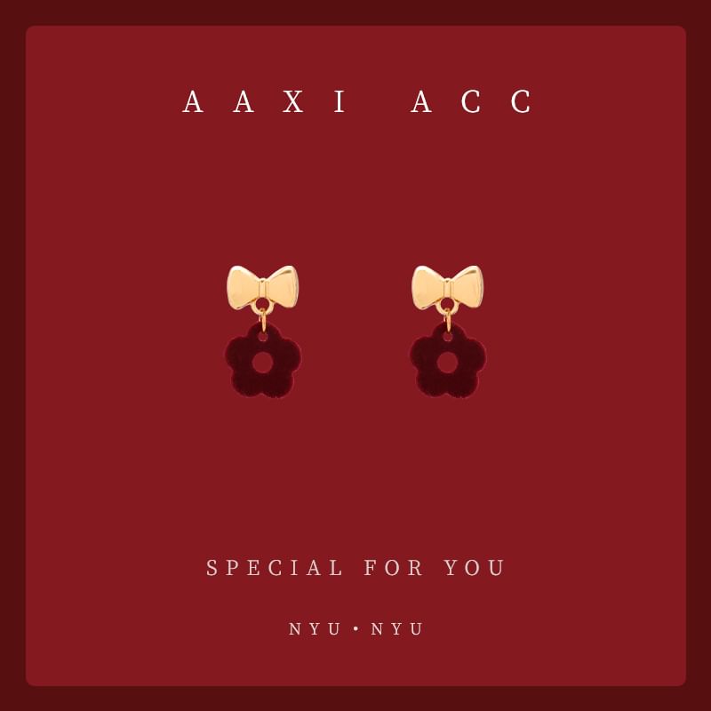 Earring Bow Clip-On / Floral Drop