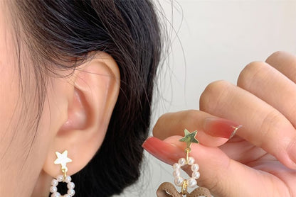 Drop Clip-On Pearl Faux / Earring Bow Pom