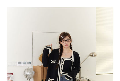 Plus Size Striped Button Knit Camisole Top