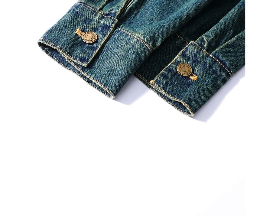 Plus Size Set: Long Sleeve Collared Washed Bow Denim Shirt + High Rise Asymmetrical Mini A-Line Skirt