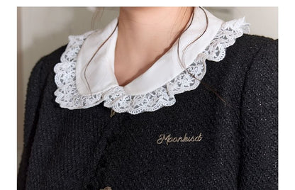 Plus Size Long Sleeve Ruffle Collar Plain Blouse